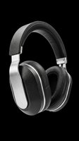 Over-ear headphones with black ear cups, white and silver accents, isolated on transparent background. Ready for t-shirt design, clipart, stickers, print-on-demand products, and sublimation projects.
