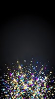 Colorful confetti and glitter particles exploding upward from bottom against dark background, creating festive celebration effect for party, event, and holiday design projects.
