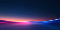 Futuristic glowing horizon line with neon pink and blue light trails against dark background, creating dynamic motion effect for technology and innovation concepts.