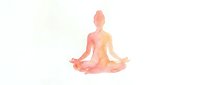 Person in meditation pose with chakra energy visualization, isolated on white background for wellness and yoga design projects.