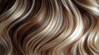 Luxurious blonde and brown hair waves with highlights creating smooth flowing texture, ideal for beauty salon advertising and hair care product marketing.