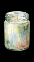Watercolor jar candle with soft pastel tones, isolated on transparent background. Ready for stickers, t-shirt design, print on demand, and sublimation crafts.