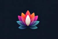 Colorful lotus flower with vibrant gradient petals in pink, orange, blue, and white against dark background, perfect for wellness and meditation designs.