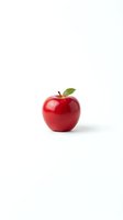 Fresh red apple with green leaf isolated on white background for healthy eating and nutrition concepts.