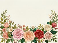 Pink rose, peach rose, and red rose arrangement with green foliage and small flowers on cream background. Isolated botanical design element suitable for wedding invitations, greeting cards, and decorative projects.