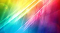 Vibrant diagonal light streaks in rainbow colors with soft bokeh effects create dynamic motion across gradient background from blue and green to pink and purple tones.