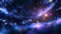 Cosmic galaxy with swirling blue and purple nebula dust particles against deep space background, creating magical celestial atmosphere.