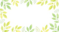 Watercolor spring leaves frame border with green and yellow foliage on white background for natural design projects and botanical decorations.