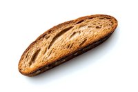 Fresh crusty bread slice with golden brown crust and airy texture inside, isolated on white background for food photography and menu design.