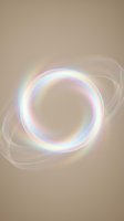 Luminous neon circle with iridescent glow and flowing light trails on neutral background. Isolated design element suitable for digital art, web graphics, and modern creative projects.