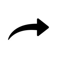 Black curved arrow pointing right on transparent background isolated for web design and user interface elements.