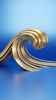 Elegant golden spiral ribbons flowing against a gradient blue background, creating a dynamic wave motion. Suitable for luxury branding and modern design projects.