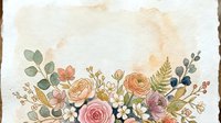 Watercolor floral arrangement with roses, ranunculus, and mixed botanicals on textured cream background. Suitable for wedding invitations, greeting cards, and decorative designs.