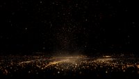 Golden dust particles floating against black background, creating magical atmospheric effect for luxury product advertising.