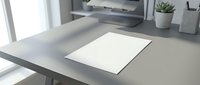Clean minimalist office desk with blank white paper sheet ready for business documents, contracts or presentations in modern workspace setting.