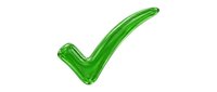 Green glossy checkmark symbol isolated on white background for approval, success, and confirmation designs.