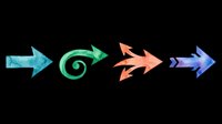 Watercolor arrows set in teal, green, coral, and blue, isolated on transparent background. Great for stickers, t-shirt design, clipart, and print on demand.
