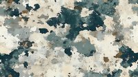 Abstract watercolor pattern in muted teal, beige and brown tones creates organic splattered texture. Seamless repeat design for fabric, wallpaper and surface patterns.
