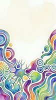 Colorful abstract watercolor design with flowing organic shapes, swirls, and circular patterns in vibrant rainbow hues on cream background. Isolated artwork ready for invitations, posters, and creative projects.
