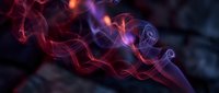 Abstract colorful smoke waves flowing in dark space with vibrant purple, red and orange light effects creating dynamic energy patterns for modern design.