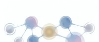 Abstract molecular structure with colorful spheres and connecting bonds on white background for scientific presentations and educational materials.