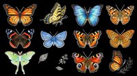 Butterfly collection isolated on transparent background, ready for t-shirt design, clipart, stickers, sublimation and print-on-demand products.