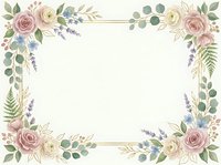 Floral frame with roses, lavender, and greenery on cream background, isolated and ready for wedding invitations, greeting cards, and design projects.