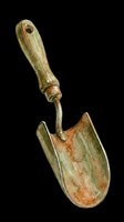 Watercolor garden trowel with wooden handle, isolated on transparent background. Ready for stickers, print on demand, sublimation, and T-shirt design use.