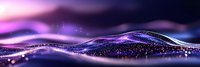 Abstract flowing waves with glowing particles and sparkles in purple and pink colors against dark background creating magical atmospheric effect.