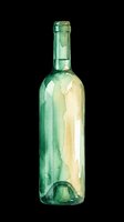 Watercolor green wine bottle isolated on transparent background, ready for stickers, t-shirt design, print on demand, clipart, and sublimation projects.