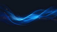 Glowing blue waves with sparkles flow across dark background creating dynamic motion effect, abstract light trails for technology and business designs.