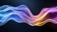 Colorful flowing smoke waves in blue, purple, pink and orange hues against dark background create dynamic abstract pattern for creative design projects.