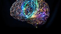 Digital brain with colorful neural network connections showing artificial intelligence and machine learning concepts for technology presentations.