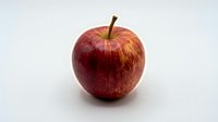 Red apple with stem isolated on white background, suitable for food packaging, nutrition labels, and healthy eating designs.