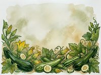 Watercolor border frame with fresh cucumbers, sliced rounds, yellow flowers, and green foliage on isolated white background. Suitable for recipe cards, menus, cooking blogs, and culinary design projects.