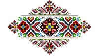 Traditional Ukrainian folk embroidery pattern with geometric motifs in red, green, and black colors on white background for cultural design projects.