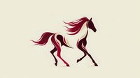 Elegant burgundy horse silhouette in motion with flowing mane and tail against light beige background, perfect for equestrian branding.