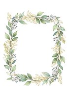Botanical frame with green leaves and delicate branches arranged in rectangular border on white background, isolated and ready for wedding invitations, greeting cards, and design projects.