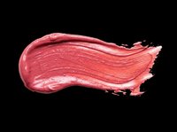 Coral red lipstick stroke isolated on transparent background, ready for beauty, cosmetics, and makeup design projects including t-shirts, stickers, and print-on-demand products.