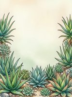Watercolor succulent and aloe garden border frame with soft beige copy space, great for cards, posters, and nature-themed designs.