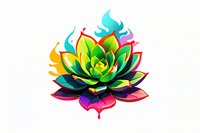 Vibrant multicolored lotus flower with gradient petals in neon colors isolated on white background, perfect for spiritual and wellness designs or modern art projects.