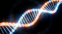 Glowing DNA helix with illuminated strands on dark background, representing genetic research, biotechnology, and scientific innovation for medical and educational use.