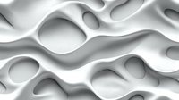 Abstract white wavy surface with organic flowing curves and shadows creating dynamic relief pattern. Minimalist architectural background for modern design projects.