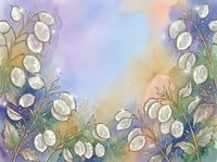 Watercolor floral frame with white blooms and soft pastel background, suitable for invitations, greeting cards, and decorative design projects.