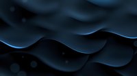 Elegant dark waves with glowing blue edges create abstract flowing pattern against black background, conveying motion and depth in minimalist design.
