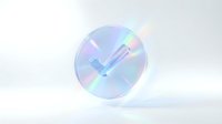 Holographic checkmark symbol with iridescent rainbow colors on clean white background for modern digital design and user interface elements.