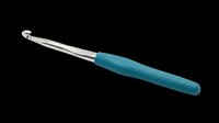 Teal crochet hook with ergonomic handle isolated on transparent background, ready for crafting clipart, sublimation, and print-on-demand designs.