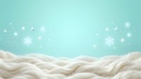 Snowy winter landscape with fluffy white snow drifts against turquoise sky and falling snowflakes, suitable for seasonal backgrounds and holiday designs.