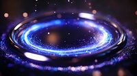Glowing blue and purple spiral vortex with luminous particles and bokeh effects, creating an abstract portal or energy tunnel for sci-fi, technology, and digital design projects.