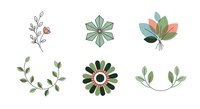 Isolated botanical line art elements with geometric florals and minimalist leaf branches, ready for design projects, clipart, and decorative applications.